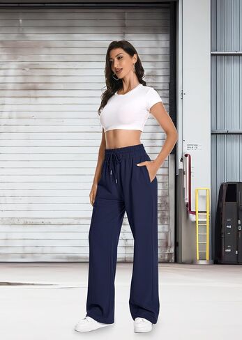 Sweatpants Women High Waist Straight Leg Womens Sweat Pants Pockets Drawstring Cotton Casual Pants in Saudi Arabia