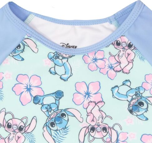Disney Lilo & Stitch Girls 2-Piece Swimsuit Set, Long-Sleeved Rash Guard and Bikini Bottoms, Quick-Drying Swimwear for Kids in Saudi Arabia