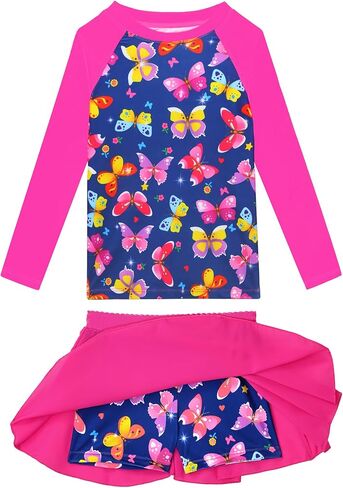 Snowheart Girls Rash Guard Swimsuit Set Long Sleeve Bathing Suit Two Piece 3-12 Years in Kuwait