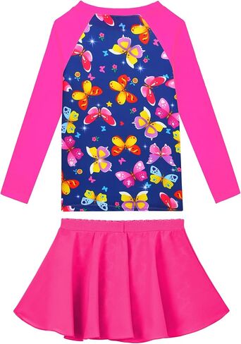 Snowheart Girls Rash Guard Swimsuit Set Long Sleeve Bathing Suit Two Piece 3-12 Years in Kuwait