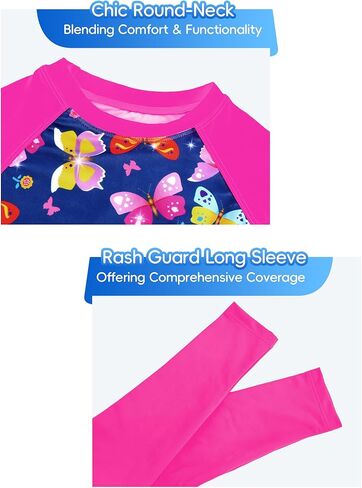 Snowheart Girls Rash Guard Swimsuit Set Long Sleeve Bathing Suit Two Piece 3-12 Years in Kuwait