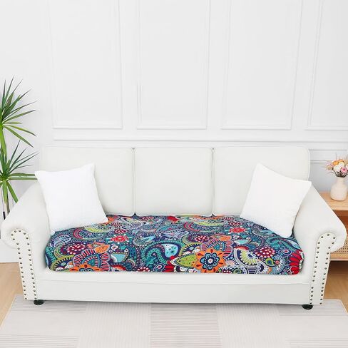 Smiry Printed Couch Cushion Covers, Stretch Soft Couch Covers for Sofa, Washable Non-Slip Sofa Slipcover Furniture Protector for Indoor and Outdoor (1 Pack, Blue Green) in Kuwait
