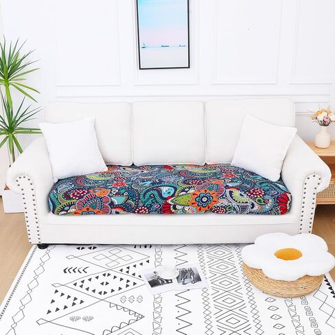 Smiry Printed Couch Cushion Covers, Stretch Soft Couch Covers for Sofa, Washable Non-Slip Sofa Slipcover Furniture Protector for Indoor and Outdoor (1 Pack, Blue Green) in Kuwait