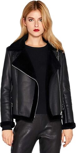 المرأة المصنوعة من Lambskin Leather Lamb Lamb Shearling stup in Kuwait
