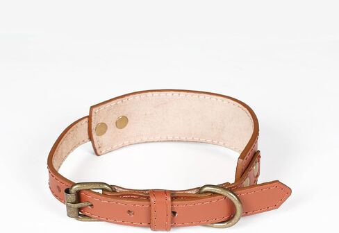 Dog Leash and Dog Collar Set with Metal Buckle, Heavy Duty Dog Collar Leash Combo Set Leather and Nylon, Adjustable and Durable Collar - 18 Inch Collar, 50 Inch Leash - Coffee Brown in Kuwait