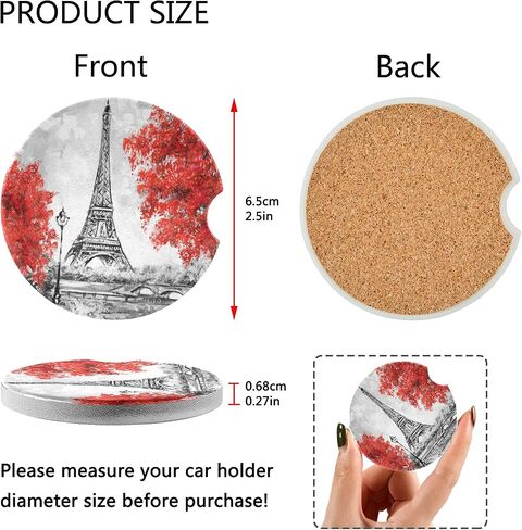 Car Coaster 2 Pack Tennis Ball Pattern Car Talection للمشروبات امتصاص كأس السيراميك Coaster للرجال لإزالة النساء اللطيفات إكسسوارات السيارة 2.56in in Kuwait
