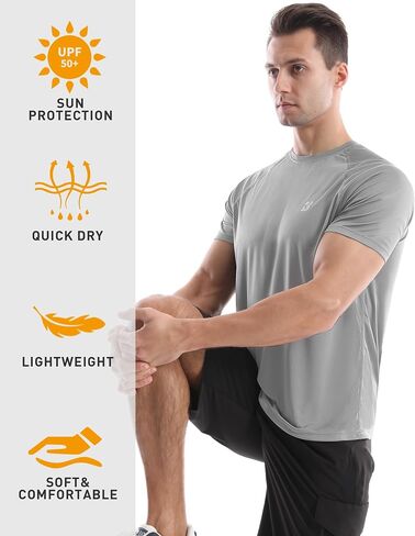 رودبوكب راش للرجال غلاف قصير ، upf 50+ UV الحماية من أشعة الشمس قمصان السباحة ، تي شيرت شاطئ مياه خفيفة الوزن الجافة السريعة in Kuwait
