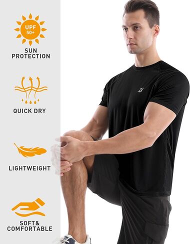 رودبوكب راش للرجال غلاف قصير ، upf 50+ UV الحماية من أشعة الشمس قمصان السباحة ، تي شيرت شاطئ مياه خفيفة الوزن الجافة السريعة in Kuwait
