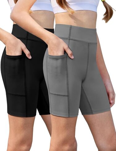 شورتات دراجة Zaclotre Girls مع جيوب الأطفال 5 بوصات يوجا عالية الخصر تجريب رياضي الجري في الكرة الطائرة دنة شورت in Kuwait