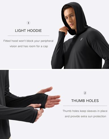Pudolla Men's Sun Protection Hoodie Shirts UPF 50+ Rash Guard SPF Long Sleeve Fishing Shirt for Men Swim Hiking Boating in Kuwait