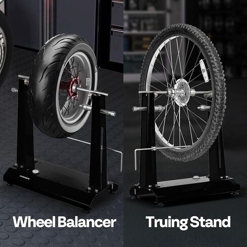 VIVOHOME Motorcycle Wheel Balancer & Truing Stand, Spin Static Truing Stand and Tire Balancing Tool for Most Motorcycles and Sport Dirt Bikes with Adjustable Centering Cones, and Truing Pointer, Black in Saudi Arabia