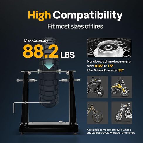 VIVOHOME Motorcycle Wheel Balancer & Truing Stand, Spin Static Truing Stand and Tire Balancing Tool for Most Motorcycles and Sport Dirt Bikes with Adjustable Centering Cones, and Truing Pointer, Black in Saudi Arabia