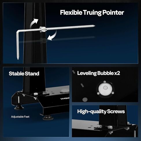 VIVOHOME Motorcycle Wheel Balancer & Truing Stand, Spin Static Truing Stand and Tire Balancing Tool for Most Motorcycles and Sport Dirt Bikes with Adjustable Centering Cones, and Truing Pointer, Black in Saudi Arabia