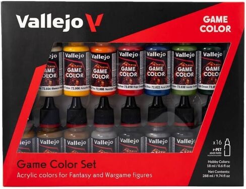 Vallejo 72291 - Leather and Metal Acrylic Paint Set -16 x Assorted 17millimeter Colour in Saudi Arabia