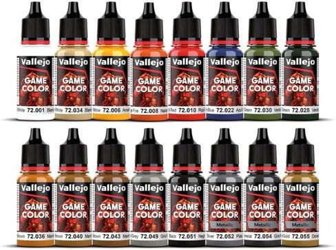 Vallejo 72291 - Leather and Metal Acrylic Paint Set -16 x Assorted 17millimeter Colour in Saudi Arabia