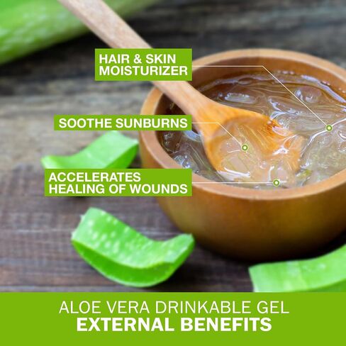 Land Art Pure Aloe Vera Drinkable Gel Unflavored - Cold-Processed Inner Filet - from Organic Fresh Leaves from Texas - for Heartburn Relief - Acid Reflux - 64 fl oz in Saudi Arabia