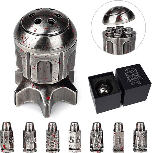 DND Metal Bullet Dice Set 7 قطع ، تصميم حاوية الصواريخ الغزل ، الزهر النحاس الحمراء المتعدد الأزرق للأبراج المحصنة و Dragons RPG ، MTG Tabletop Games (إكسسوارات لعب الأدوار) in Kuwait