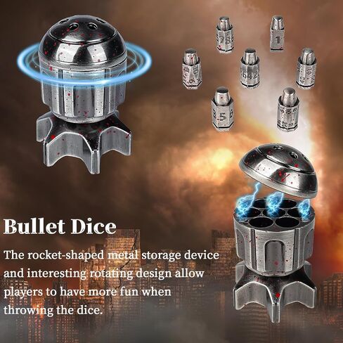 DND Metal Bullet Dice Set 7 قطع ، تصميم حاوية الصواريخ الغزل ، الزهر النحاس الحمراء المتعدد الأزرق للأبراج المحصنة و Dragons RPG ، MTG Tabletop Games (إكسسوارات لعب الأدوار) in Kuwait