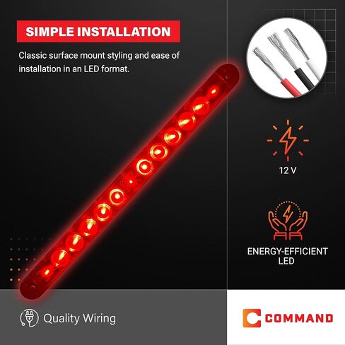Command Electronics 12V LED Surface Mount Clearance, Brake, Turn, Tail Light – OEM RV & Trailer Hot Line Utility Light – Sealed Polycarbonate Lens – CSA Certified for the US and Canada – Red 1 Pack in Saudi Arabia