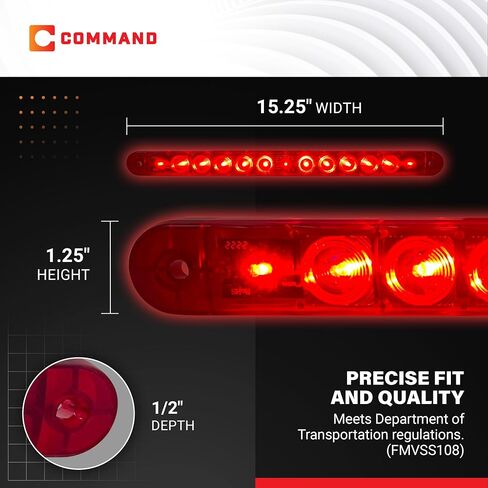 Command Electronics 12V LED Surface Mount Clearance, Brake, Turn, Tail Light – OEM RV & Trailer Hot Line Utility Light – Sealed Polycarbonate Lens – CSA Certified for the US and Canada – Red 1 Pack in Saudi Arabia