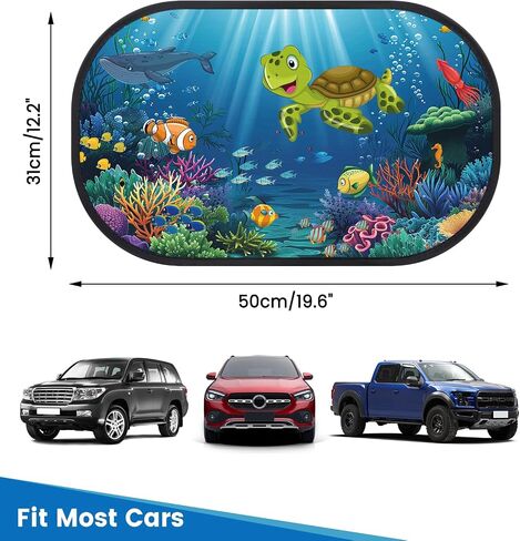 ظلال نافذة السيارة - ظلال نافذة السيارة للطفل (2 عبوة) 19.6 "x12" ، حماية Glare Shield & UV ، ظلال الشمس لشاشات النوافذ الجانبية لسيارات الدفع الرباعي ، سيدان ، حافلة صغيرة in Kuwait