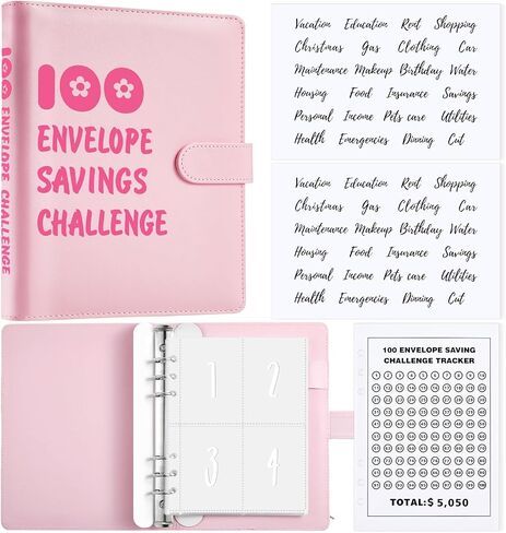 100 Envelope Savings Challenge Kit Challenge Binder A5 Money Saving Book Budget Binder with Cash Envelopes Budget Planner to Save 5, 050, 100 Day Cash Stuffing Budgeting(Purple) in Kuwait