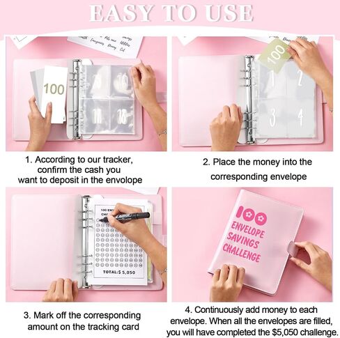 100 Envelope Savings Challenge Kit Challenge Binder A5 Money Saving Book Budget Binder with Cash Envelopes Budget Planner to Save 5, 050, 100 Day Cash Stuffing Budgeting(Purple) in Kuwait