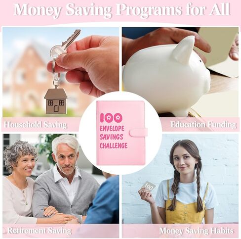 100 Envelope Savings Challenge Kit Challenge Binder A5 Money Saving Book Budget Binder with Cash Envelopes Budget Planner to Save 5, 050, 100 Day Cash Stuffing Budgeting(Purple) in Kuwait