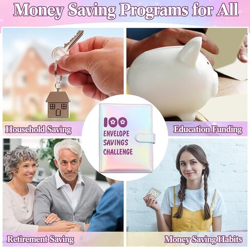 100 Envelope Savings Challenge Kit Challenge Binder A5 Money Saving Book Budget Binder with Cash Envelopes Budget Planner to Save 5, 050, 100 Day Cash Stuffing Budgeting(Purple) in Kuwait