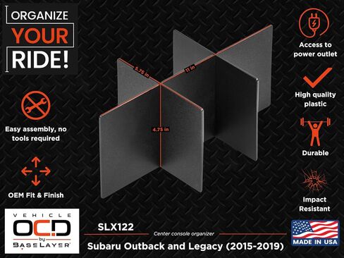 Vehicle OCD - Center Console Organizer for Subaru Outback (2010-2014) - Made in USA in Saudi Arabia