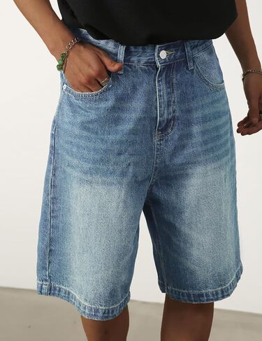 EMMIOL Mens Baggy Jean Shorts Loose Fit Denim Shorts Men Summer Casual Jorts Y2k Hip Hop Short Jeans Streetwear Clothes in Saudi Arabia