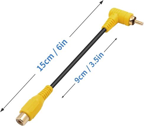 RCA Audio Cable Gold-Plated Elbow RCA line Lotus Male and Female Extension Lotus AV Video Cable Projector Cable Audio Cable (1.5m/5ft RCA Female Straight to Male Elbow) in Kuwait