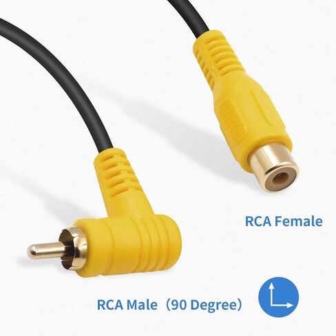 RCA Audio Cable Gold-Plated Elbow RCA line Lotus Male and Female Extension Lotus AV Video Cable Projector Cable Audio Cable (1.5m/5ft RCA Female Straight to Male Elbow) in Kuwait