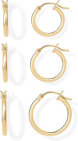 Pavoi 18K Gold Placed Silver Silver Posts أقراط صغيرة للنساء - مجموعة هندسية هندسية عادية مكتنزة حزمة ثقب الأذن - أقراط الذهب اليومية. in Kuwait