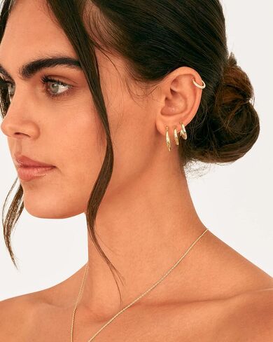 Pavoi 18K Gold Placed Silver Silver Posts أقراط صغيرة للنساء - مجموعة هندسية هندسية عادية مكتنزة حزمة ثقب الأذن - أقراط الذهب اليومية. in Kuwait
