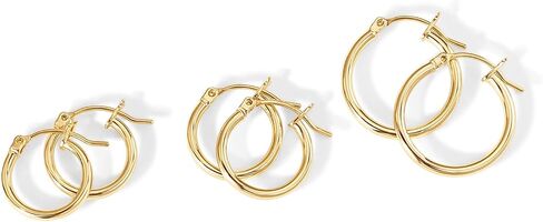Pavoi 18K Gold Placed Silver Silver Posts أقراط صغيرة للنساء - مجموعة هندسية هندسية عادية مكتنزة حزمة ثقب الأذن - أقراط الذهب اليومية. in Kuwait
