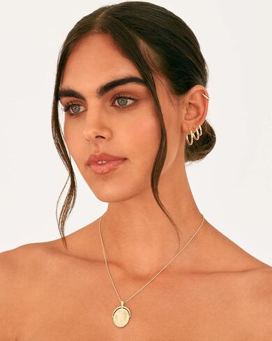 Pavoi 18K Gold Placed Silver Silver Posts أقراط صغيرة للنساء - مجموعة هندسية هندسية عادية مكتنزة حزمة ثقب الأذن - أقراط الذهب اليومية. in Kuwait