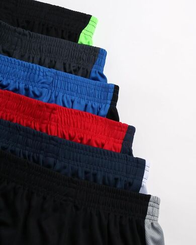 TKO Boys Athletic Shorts - 6 Pack Active Performance Quick Dry Mesh Basketball Shorts for Boys with Elastic Waistband in Kuwait