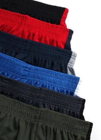 TKO Boys Athletic Shorts - 6 Pack Active Performance Quick Dry Mesh Basketball Shorts for Boys with Elastic Waistband in Kuwait