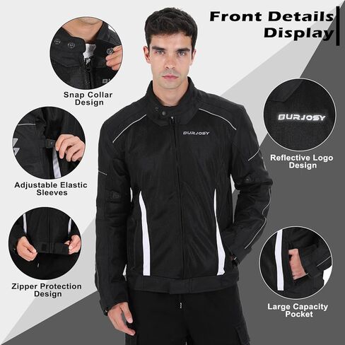 Mesh Motorcycle Jacket for Men, Summer Motorbike Biker Jacket, Reflective Lightweight Breathable Riding Jacket in Kuwait