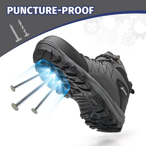 Steel Toe Boots for Men Waterproof Wide Width Slip Resistant Safety Toe Sneakers Puncture Proof Durable Construction Work Shoes for Outdoor Industrial Use in Saudi Arabia
