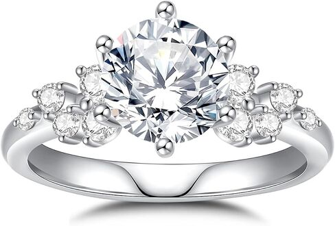 Moissanite Engagement Rings for Women,D Color VVS1 Round Cut Moissanite Ring 925 Sterling Silver Promise Rings for Her in Kuwait