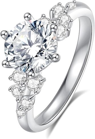Moissanite Engagement Rings for Women,D Color VVS1 Round Cut Moissanite Ring 925 Sterling Silver Promise Rings for Her in Kuwait