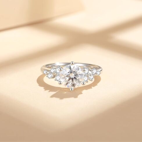 Moissanite Engagement Rings for Women,D Color VVS1 Round Cut Moissanite Ring 925 Sterling Silver Promise Rings for Her in Kuwait
