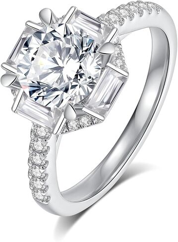 Moissanite Engagement Rings for Women,D Color VVS1 Round Cut Moissanite Ring 925 Sterling Silver Promise Rings for Her in Kuwait
