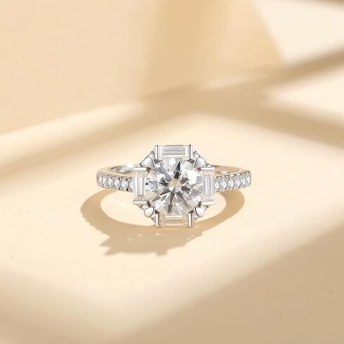 Moissanite Engagement Rings for Women,D Color VVS1 Round Cut Moissanite Ring 925 Sterling Silver Promise Rings for Her in Kuwait
