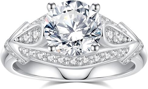 Moissanite Engagement Rings for Women,D Color VVS1 Round Cut Moissanite Ring 925 Sterling Silver Promise Rings for Her in Kuwait
