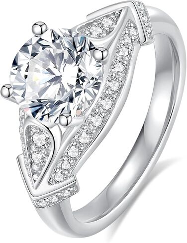Moissanite Engagement Rings for Women,D Color VVS1 Round Cut Moissanite Ring 925 Sterling Silver Promise Rings for Her in Kuwait