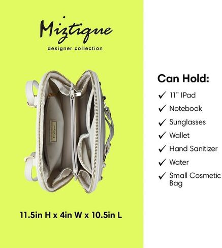 Miztique The Daisy Convertible Backpack Presh for Women (Black) | حقيبة حزام كتف نباتي ناعم أو حقيبة ظهر قابلة للتحويل | 10.5in x 4in x 11.5in | in Kuwait