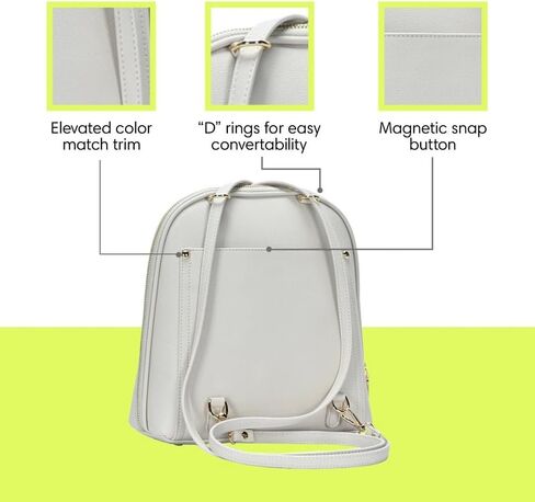 Miztique The Daisy Convertible Backpack Presh for Women (Black) | حقيبة حزام كتف نباتي ناعم أو حقيبة ظهر قابلة للتحويل | 10.5in x 4in x 11.5in | in Kuwait